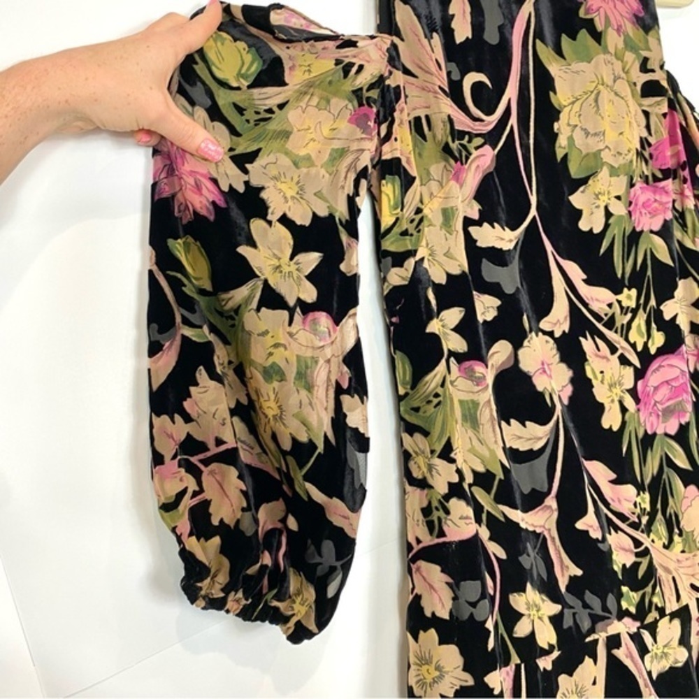 Eliza J Black Velvet Floral Burnout Mini Shift Dress Formal Cocktail Ruffle Hem - Picture 12 of 16